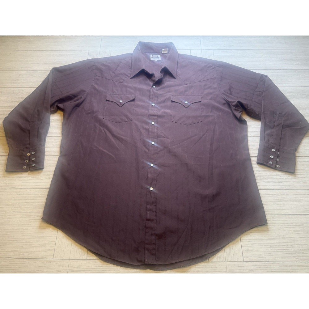Ely Cattleman Shirt Men's‎ XXL Western Pearl Snap Long Sleeve Chocolate Stripe